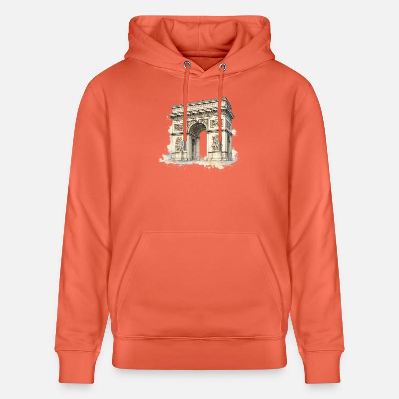 Arc de Triomphe en aquarelle - Sweat à capuche bio CRUISER Stanley/Stella Unisexe - rouge clair