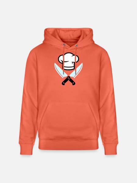 Chef's Hat Knife Logo - Stanley/Stella CRUISER Unisex Organic Hoodie - light red