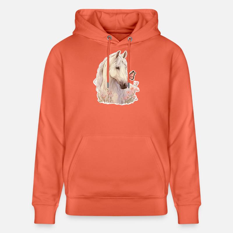 Cheval avec papillon - Sweat à capuche bio CRUISER Stanley/Stella Unisexe - rouge clair