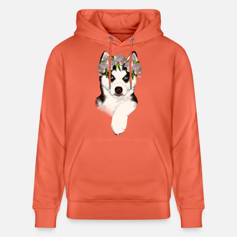 Husky avec couronne de fleurs - Sweat à capuche bio CRUISER Stanley/Stella Unisexe - rouge clair