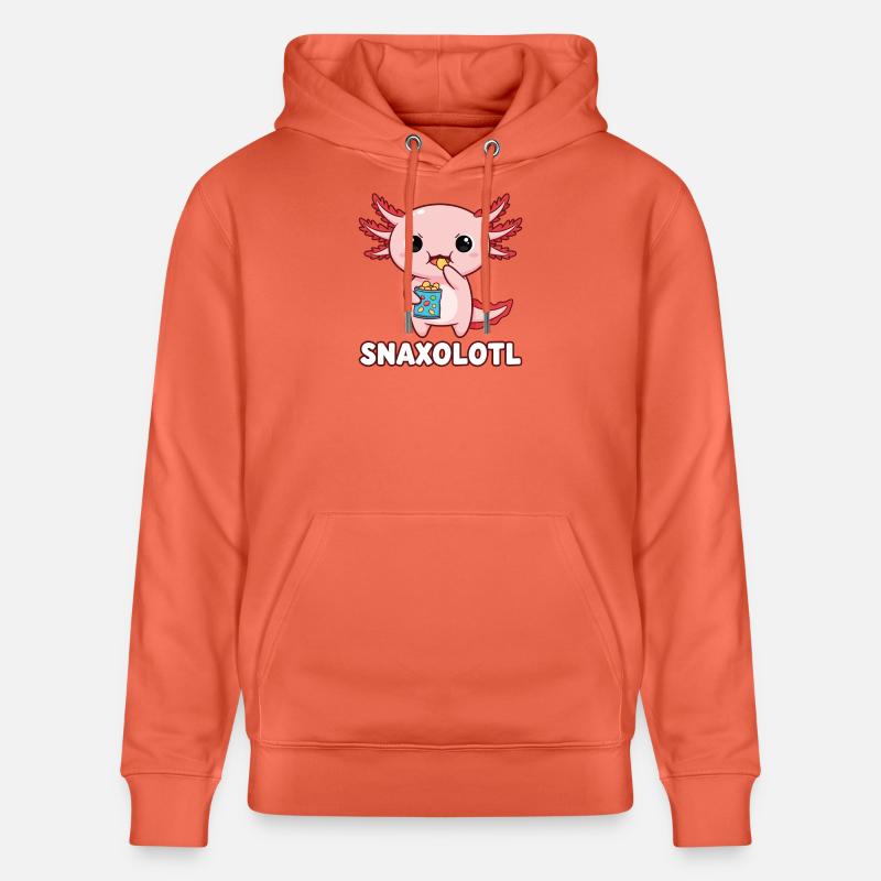 Mignon axolotl rose mangeant des chips - Sweat à capuche bio CRUISER Stanley/Stella Unisexe - rouge clair