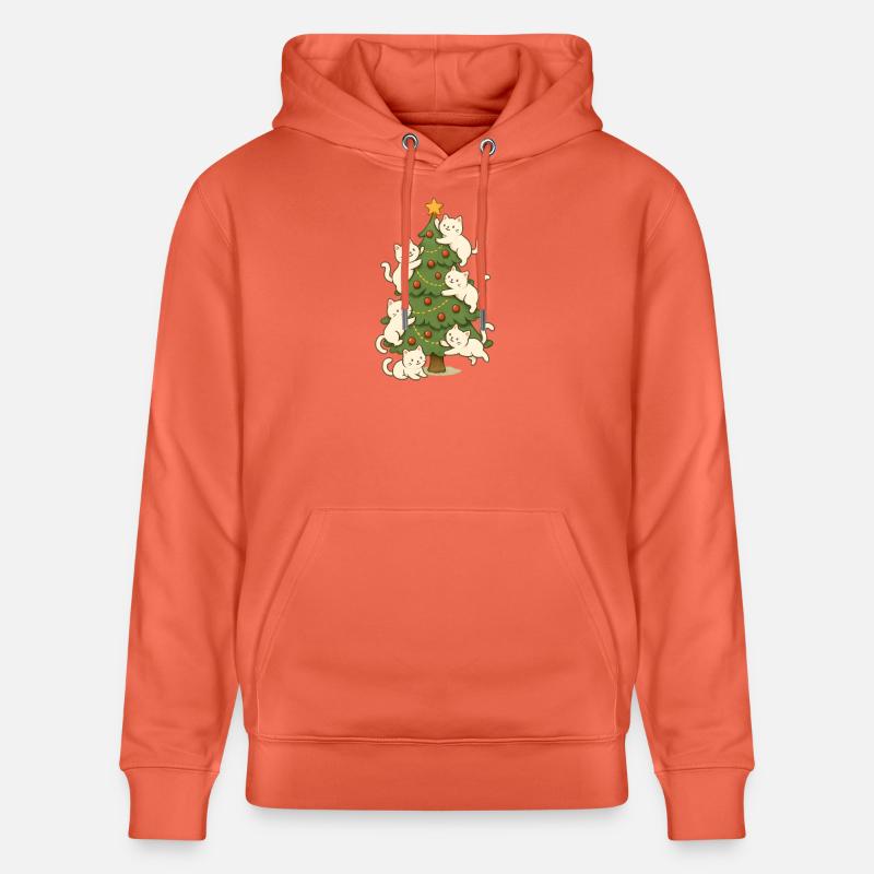 Chat, Arbre de Noël, Whimsy, Chatons - Sweat à capuche bio CRUISER Stanley/Stella Unisexe - rouge clair