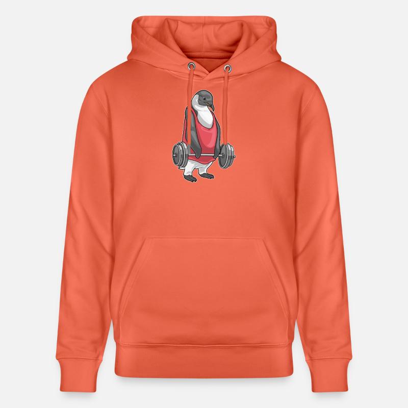 Penguin Bodybuilder Barbell Musculation - Sweat à capuche bio CRUISER Stanley/Stella Unisexe - rouge clair