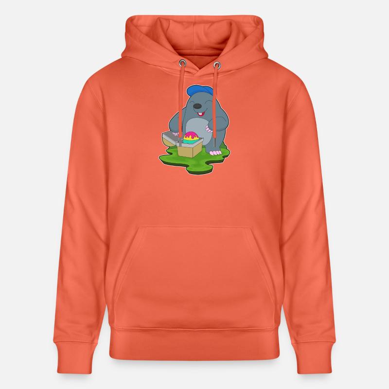 Mole Easter Easter Egg - Stanley/Stella CRUISER Unisex Organic Hoodie - light red