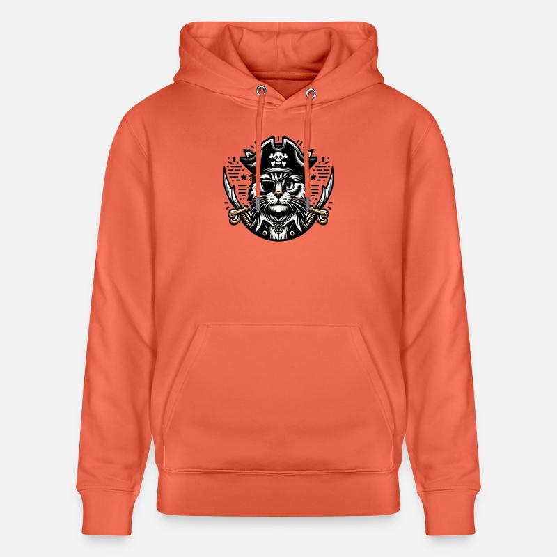 Chat Pirate : Chat pirate avec cache-œil - Sweat à capuche bio CRUISER Stanley/Stella Unisexe - rouge clair