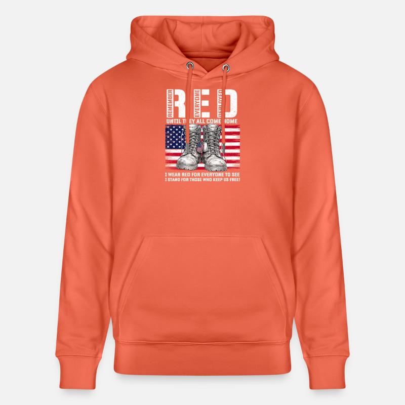 RED Friday Remember Everyone Deployed Home - Stanley/Stella Unisex Bio-Hoodie CRUISER  - Hellrot