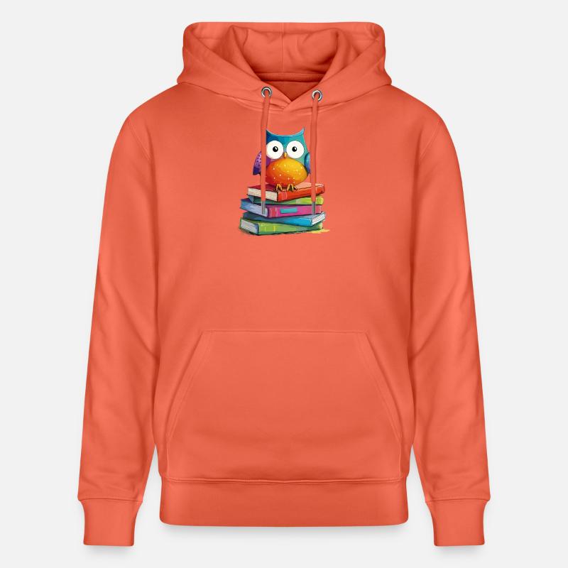 Bücherstapel Eule - Stanley/Stella Unisex Bio-Hoodie CRUISER - Hellrot