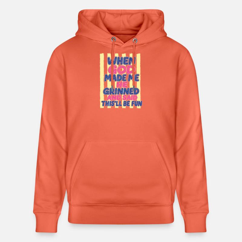 Dieu rit : Tu vas t’amuser - Sweat à capuche bio CRUISER Stanley/Stella Unisexe - rouge clair