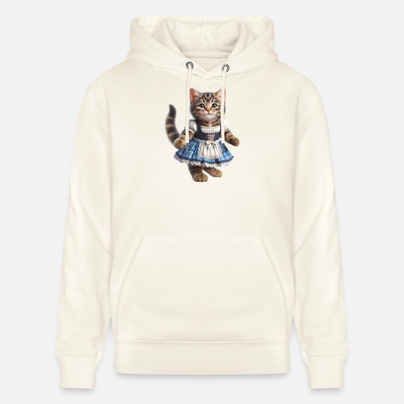 Mignon petit chat en dirndl - Sweat à capuche bio CRUISER Stanley/Stella Unisexe - blanc nature