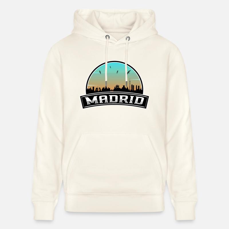 Madrid Espagne Skyline Souvenir espagnol - Sweat à capuche bio CRUISER Stanley/Stella Unisexe - blanc nature