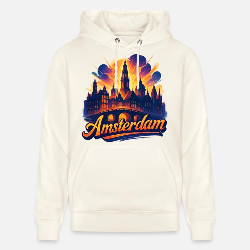Amsterdam Capitale Pays-Bas Pays-Bas Cadeau - Sweat à capuche bio CRUISER Stanley/Stella Unisexe - blanc nature
