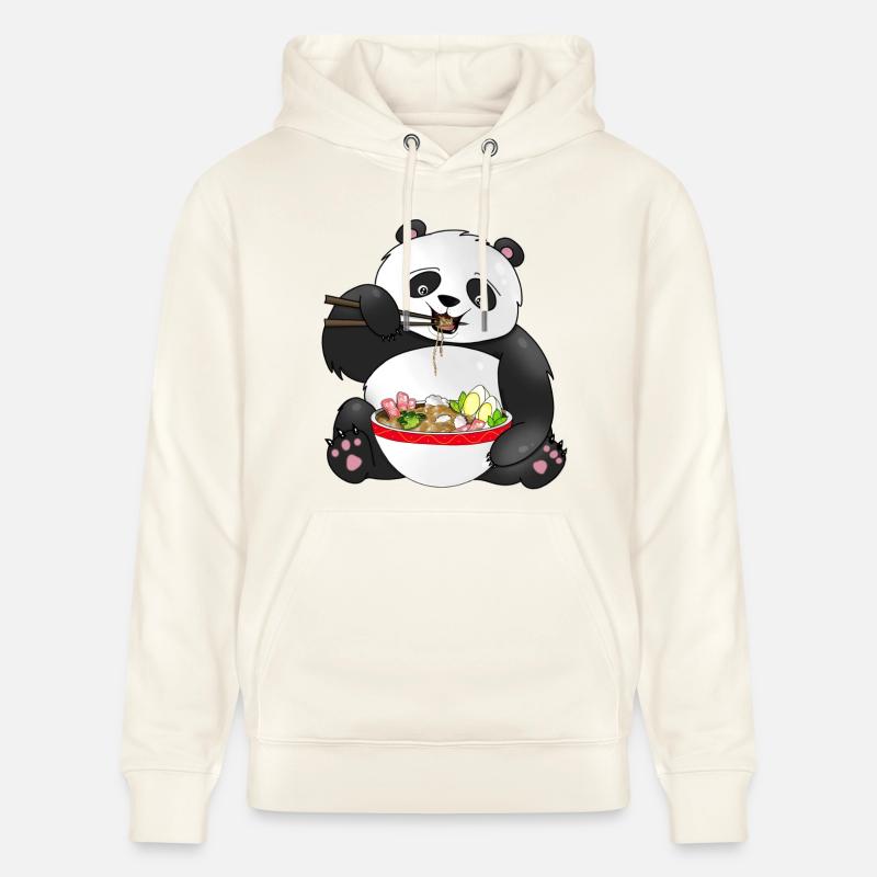 Panda mignon mangeant des nouilles - Sweat à capuche bio CRUISER Stanley/Stella Unisexe - blanc nature