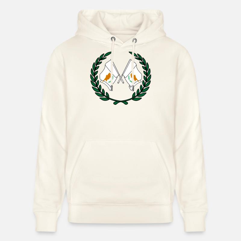 Drapeaux chypre en couronne de laurier - Sweat à capuche bio CRUISER Stanley/Stella Unisexe - blanc nature