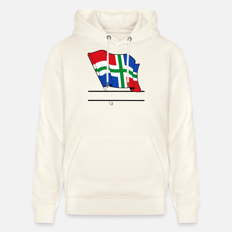 Drapeau Groningue bannière de texte - Sweat à capuche bio CRUISER Stanley/Stella Unisexe - blanc nature