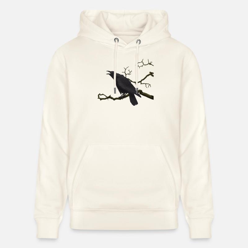 Corbeau noir - Sweat à capuche bio CRUISER Stanley/Stella Unisexe - blanc nature