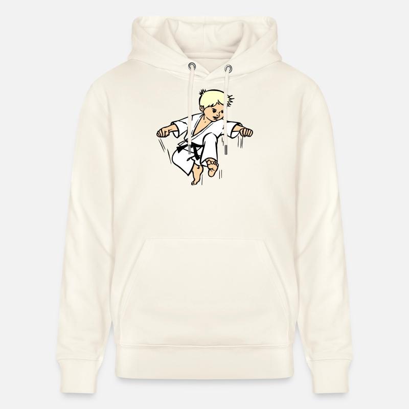 Karatekind oder Judokind mit schwarzem Gürtel - Stanley/Stella Unisex Bio-Hoodie CRUISER - Naturweiß