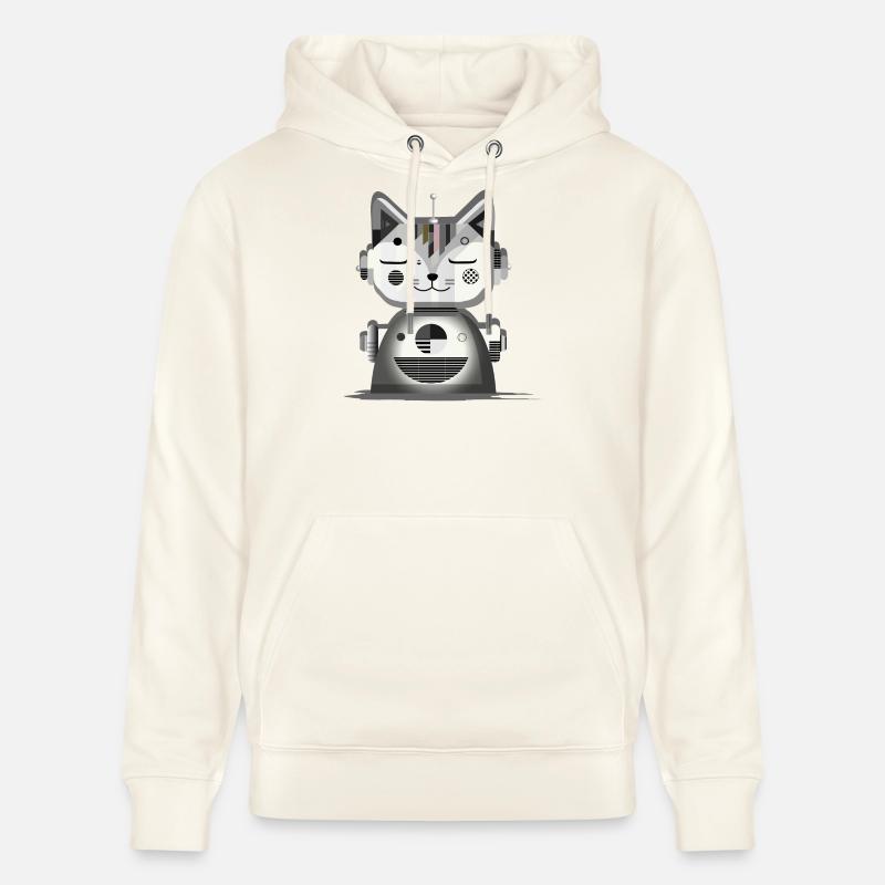 Chat robot géométrique - Illustration créative - Sweat à capuche bio CRUISER Stanley/Stella Unisexe - blanc nature