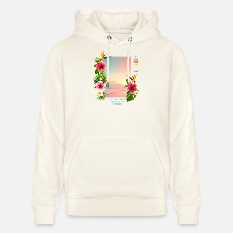 Mer - Sable - Coucher de soleil - Sweat à capuche bio CRUISER Stanley/Stella Unisexe - blanc nature
