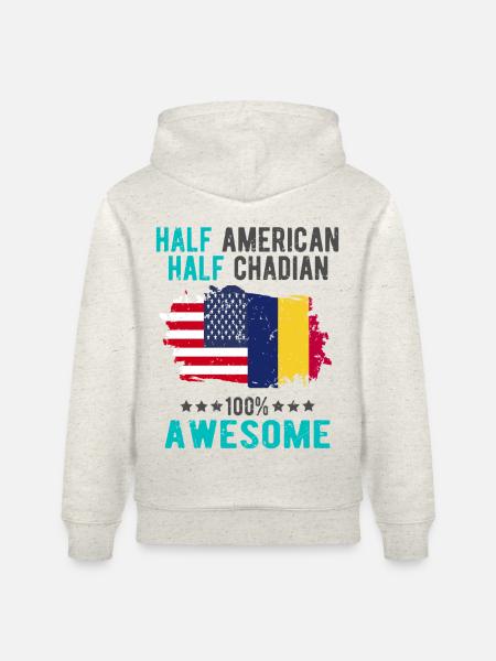 Half American, half Chader - Stanley/Stella CRUISER Unisex Organic Hoodie - heather oatmeal
