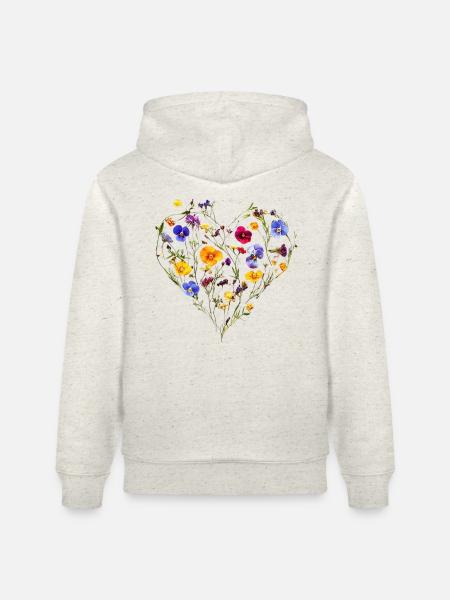 Heart of delicate blossoms - Spring-like - Stanley/Stella CRUISER Unisex Organic Hoodie - heather oatmeal