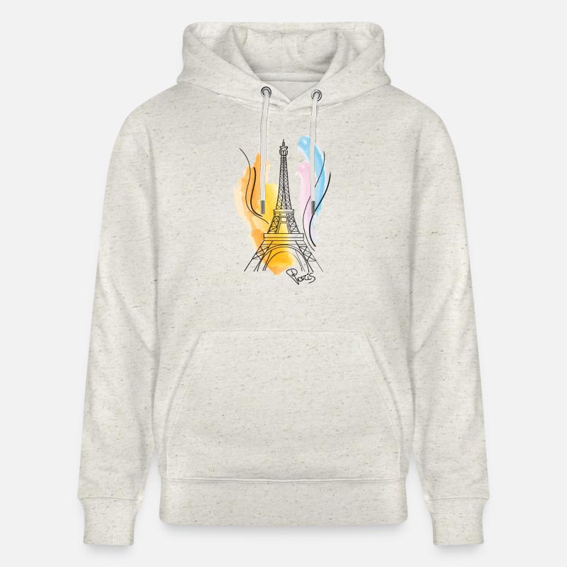 Dessin de tour Eiffel - Sweat à capuche bio CRUISER Stanley/Stella Unisexe - beige chiné