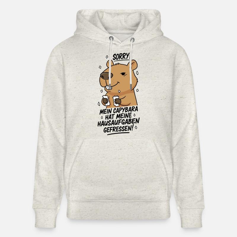 Pardon! Capybara a mangé mes devoirs - Sweat à capuche bio CRUISER Stanley/Stella Unisexe - beige chiné