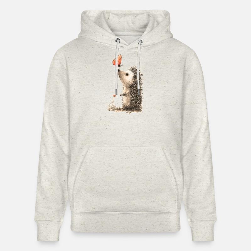 Hérisson et papillon - Sweat à capuche bio CRUISER Stanley/Stella Unisexe - beige chiné