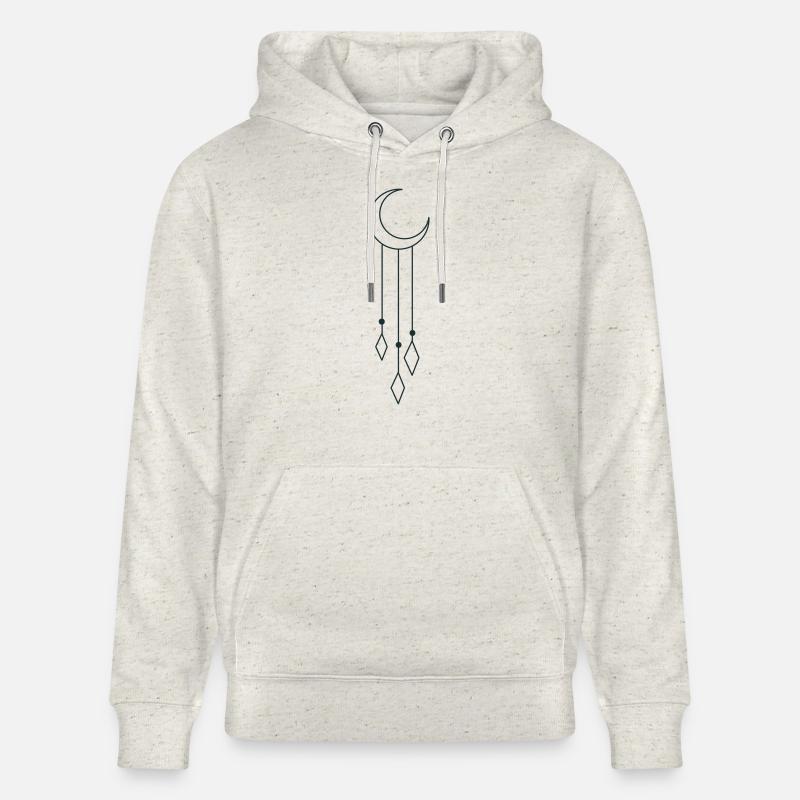 BOHO crescent moon with dangles - Stanley/Stella CRUISER Unisex Organic Hoodie - heather oatmeal