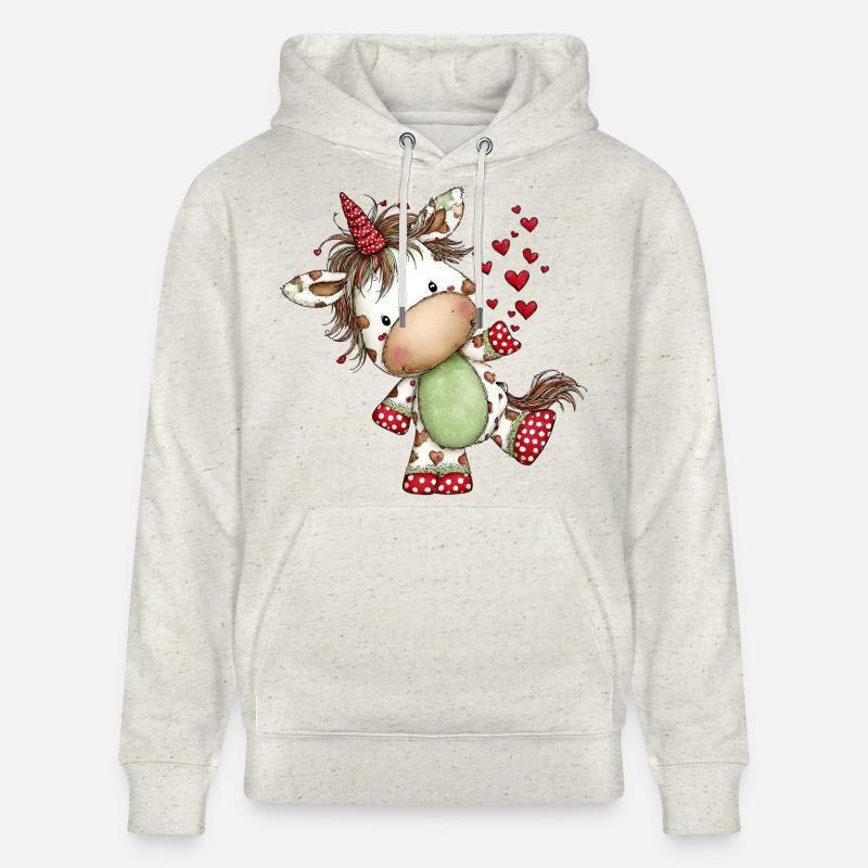 Süßes Herz-Einhorn: Verspieltes Comic-Design - Stanley/Stella Unisex Bio-Hoodie CRUISER  - Beige meliert