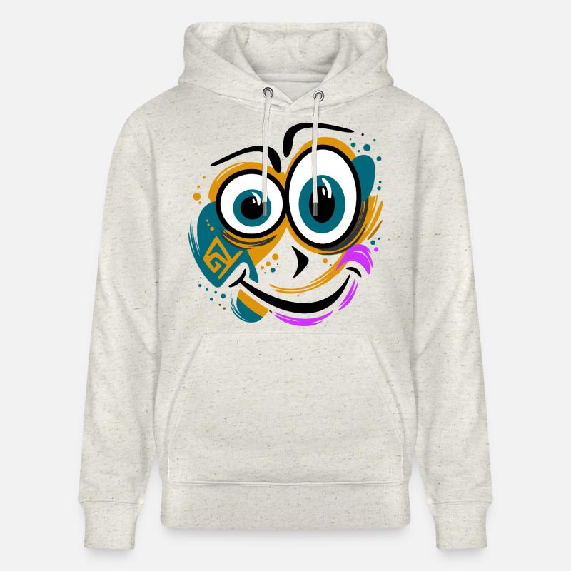 Drôle de visage éclaboussé - Sweat à capuche bio CRUISER Stanley/Stella Unisexe - beige chiné