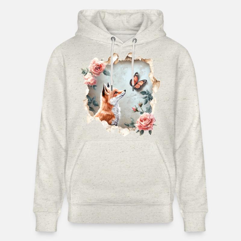 Renard avec papillon - Sweat à capuche bio CRUISER Stanley/Stella Unisexe - beige chiné