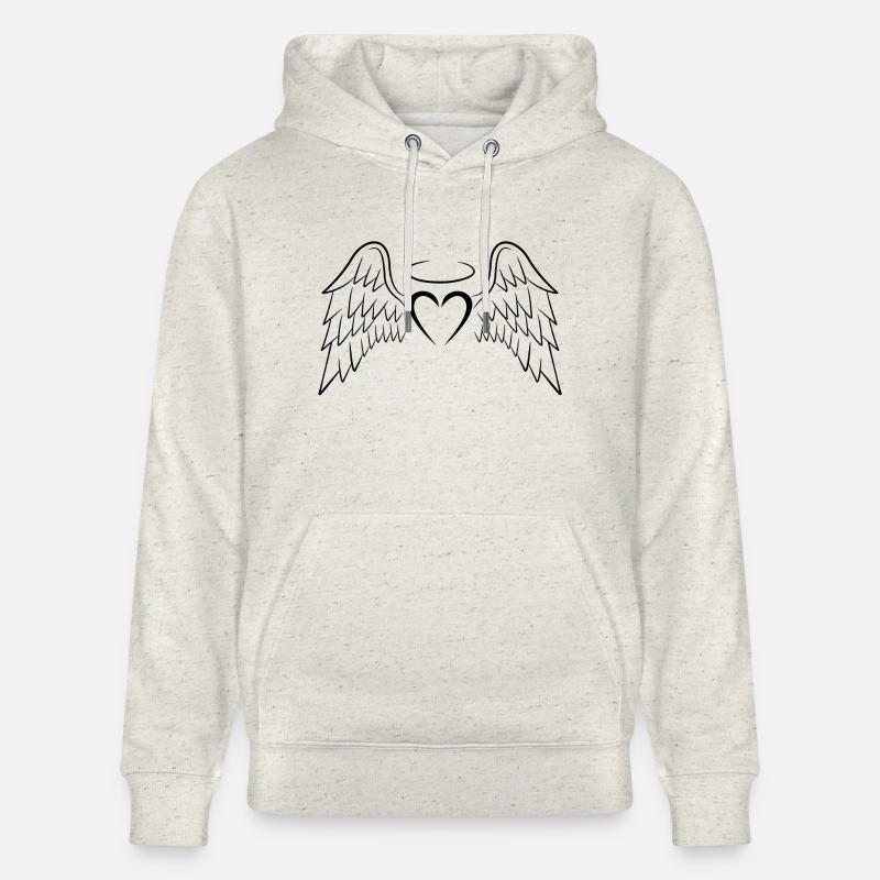 Coeur aile d'ange noir - Sweat à capuche bio CRUISER Stanley/Stella Unisexe - beige chiné
