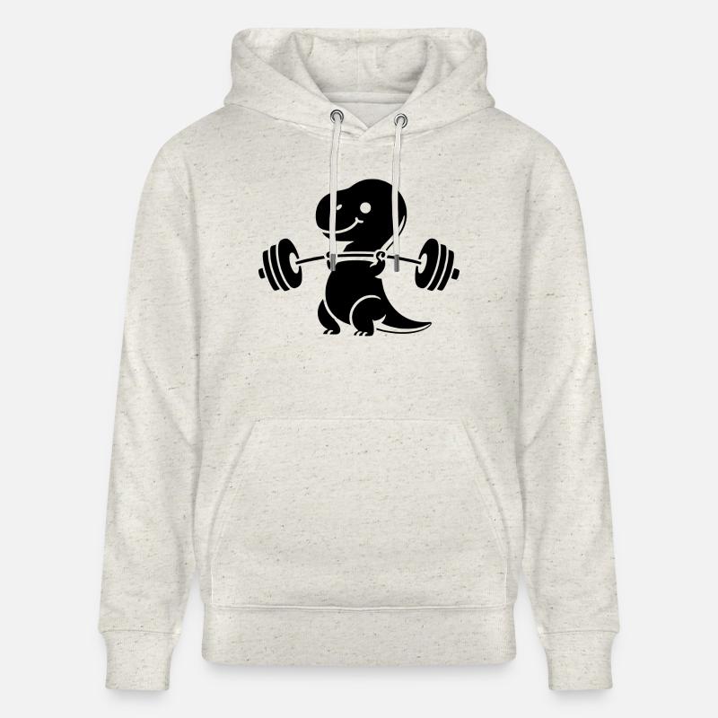 T-Rex avec entraînement avec haltères - Sweat à capuche bio CRUISER Stanley/Stella Unisexe - beige chiné