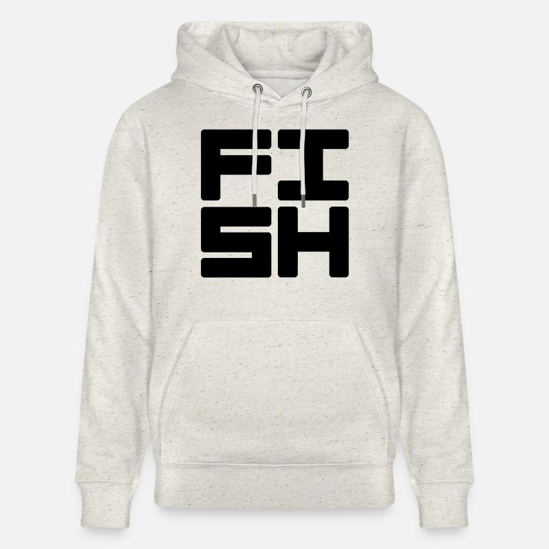 Fish Text Logo - Sweat à capuche bio CRUISER Stanley/Stella Unisexe - beige chiné