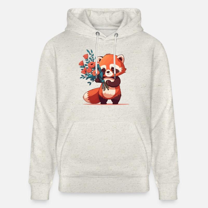 Panda roux à fleurs - Sweat à capuche bio CRUISER Stanley/Stella Unisexe - beige chiné