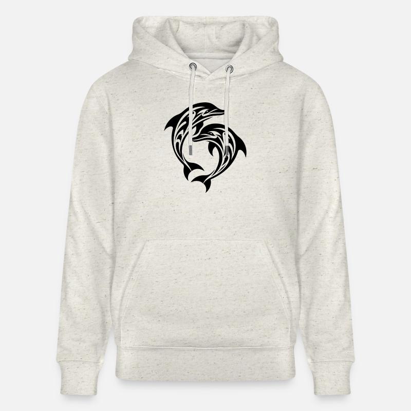 Tatouage tribal Dauphins sauteurs - Sweat à capuche bio CRUISER Stanley/Stella Unisexe - beige chiné