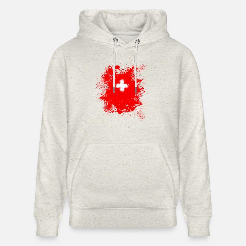Schweiz Schweizer 1.August Stolz Geschenk - Stanley/Stella Unisex Bio-Hoodie CRUISER  - Beige meliert