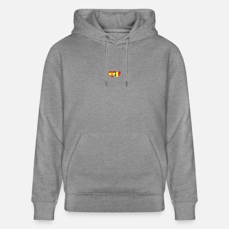 Espagne Roumanie Flag Heart - Sweat à capuche bio CRUISER Stanley/Stella Unisexe - gris clair marbré