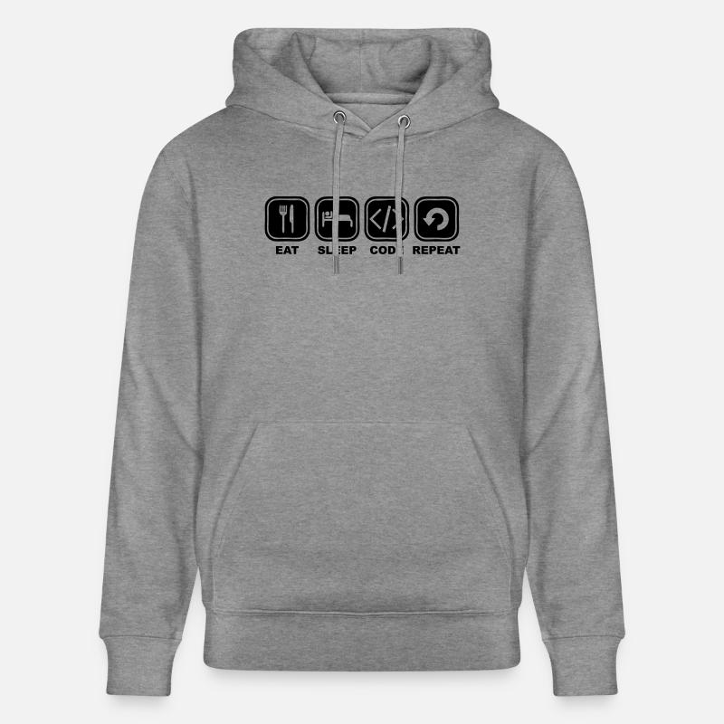 Eat, sleep, Code, Repeat - Sweat à capuche bio CRUISER Stanley/Stella Unisexe - gris clair marbré