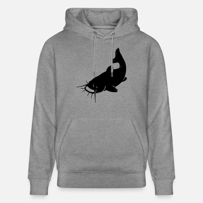 Silhouette de poisson-chat - Sweat à capuche bio CRUISER Stanley/Stella Unisexe - gris clair marbré