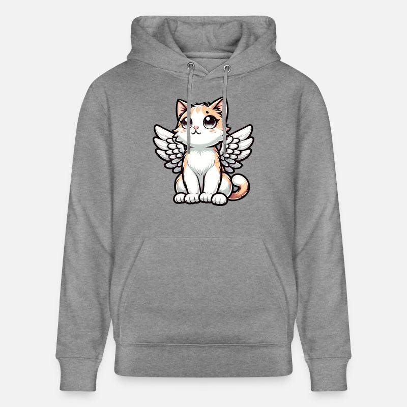 Dessin de bande dessinée ange chat mignon - Sweat à capuche bio CRUISER Stanley/Stella Unisexe - gris clair marbré