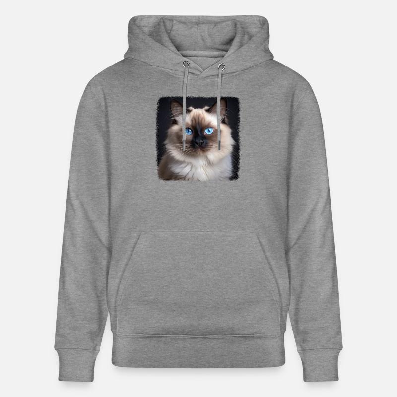 Chat de Birmanie Birma Katze - Sweat à capuche bio CRUISER Stanley/Stella Unisexe - gris clair marbré