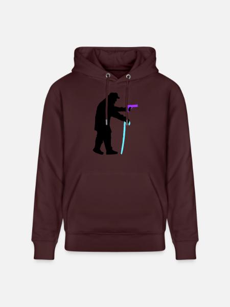 Grandpa robber silhouette with walking stick and gun - Stanley/Stella CRUISER Unisex Organic Hoodie - maroon