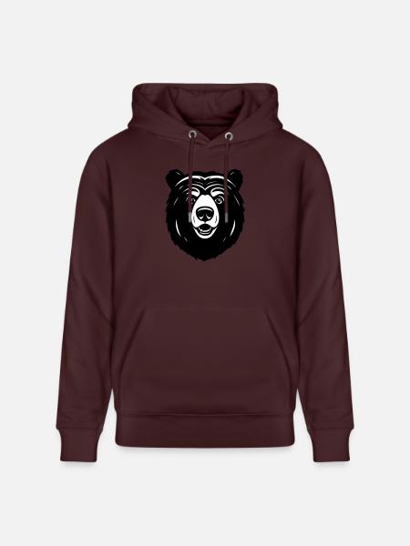 Lovely Curious Comic Bear - Stanley/Stella CRUISER Unisex Organic Hoodie - maroon