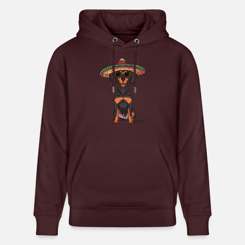 Doberman chien drôle sombrero - Sweat à capuche bio CRUISER Stanley/Stella Unisexe - maroon