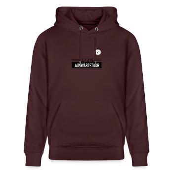 Letzte Auswärtstour Team - Stanley/Stella Unisex Bio-Hoodie CRUISER  - Maroon - Vorne - Alina (178cm) & Michal (187cm)