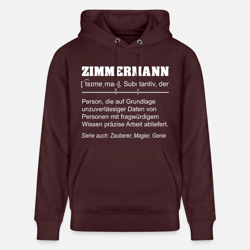 Définition de menuisier : drôle – Cadeau d’artisan - Sweat à capuche bio CRUISER Stanley/Stella Unisexe - maroon