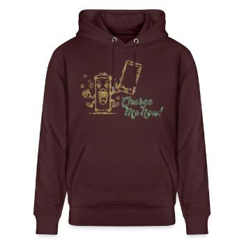 Battery Buddy: Charge Me Now! - Stanley/Stella CRUISER Unisex Organic Hoodie - maroon - Front - Alina (178cm) & Michal (187cm)