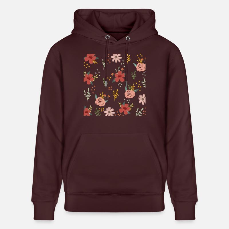 Cadeau mignon d'amant de nature de fleur de motif d'impression florale - Sweat à capuche bio CRUISER Stanley/Stella Unisexe - maroon