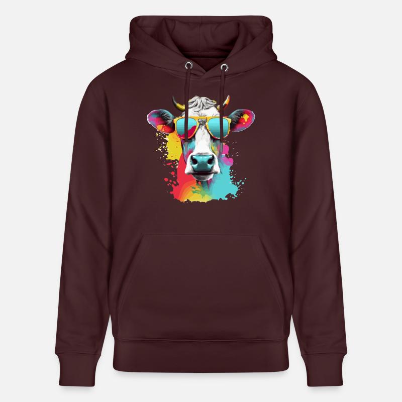 Acki la vache cool - Sweat à capuche bio CRUISER Stanley/Stella Unisexe - maroon